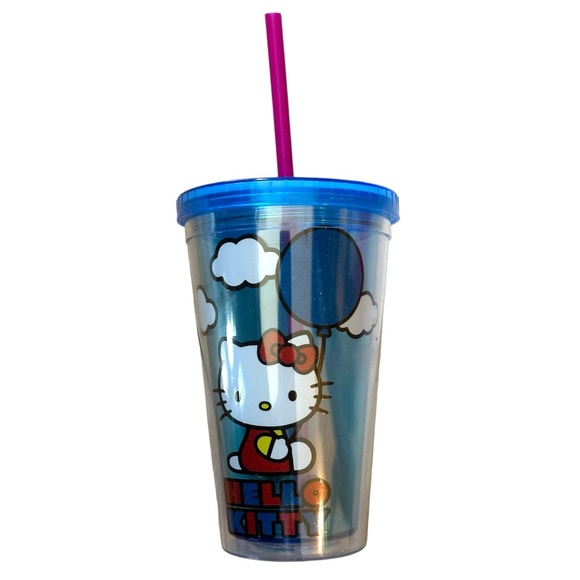 RARE Hello Kitty Tumbler Collectible Glitter Balloon Sanrio 16 Oz Travel Cup - Picture 4 of 10